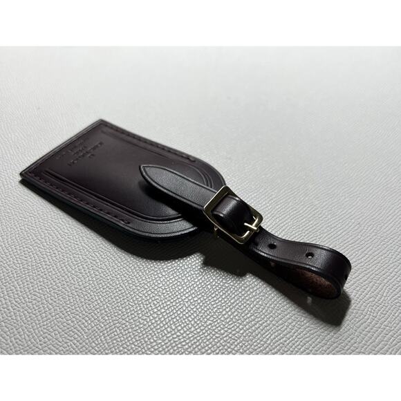 RARE Louis Vuitton Name Tag Plum Leather Bordeaux France Goldtone LN - Picture 14 of 16